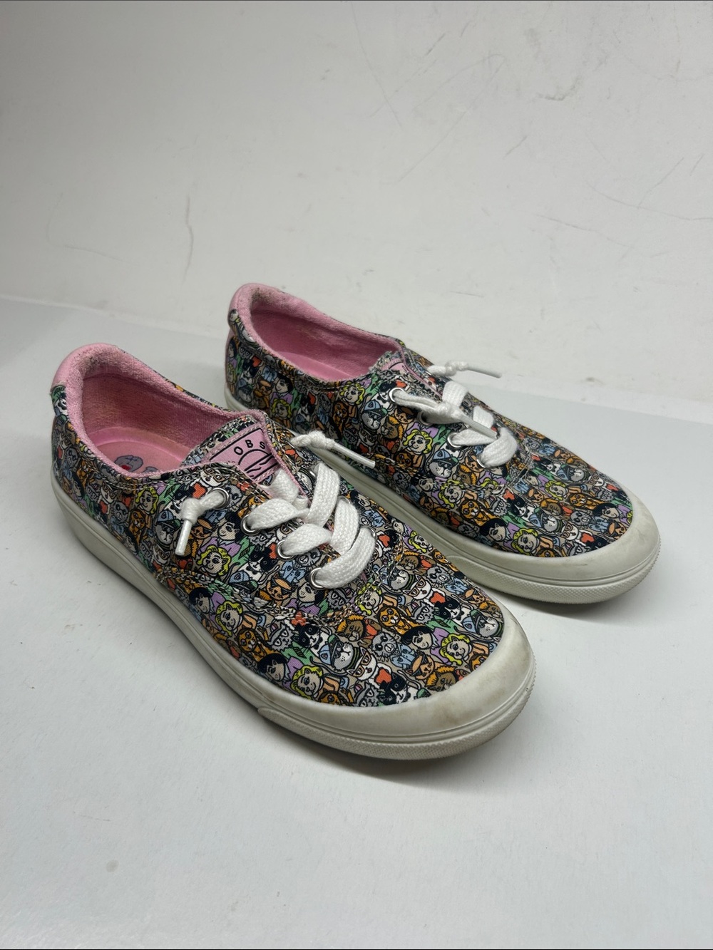 Vans Kids Low-Top Sneakers with Pink Lining and Multicolor Character Print